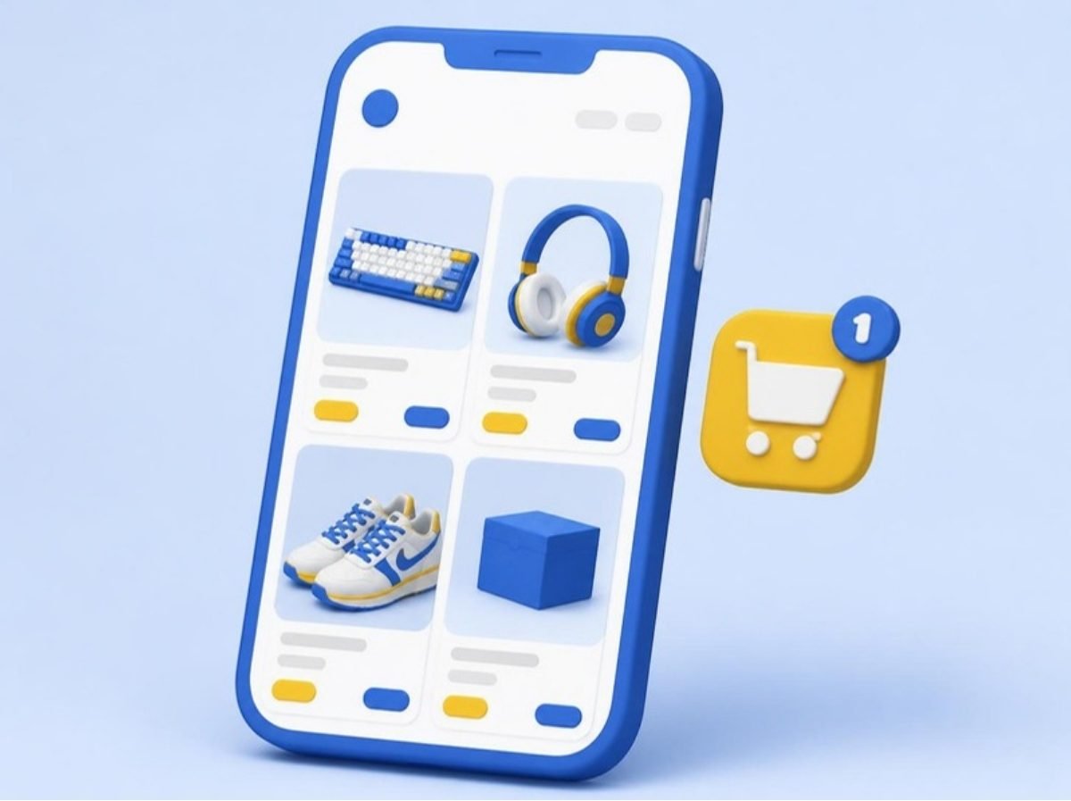 Celular con una tienda en línea de tarjetas de producto
